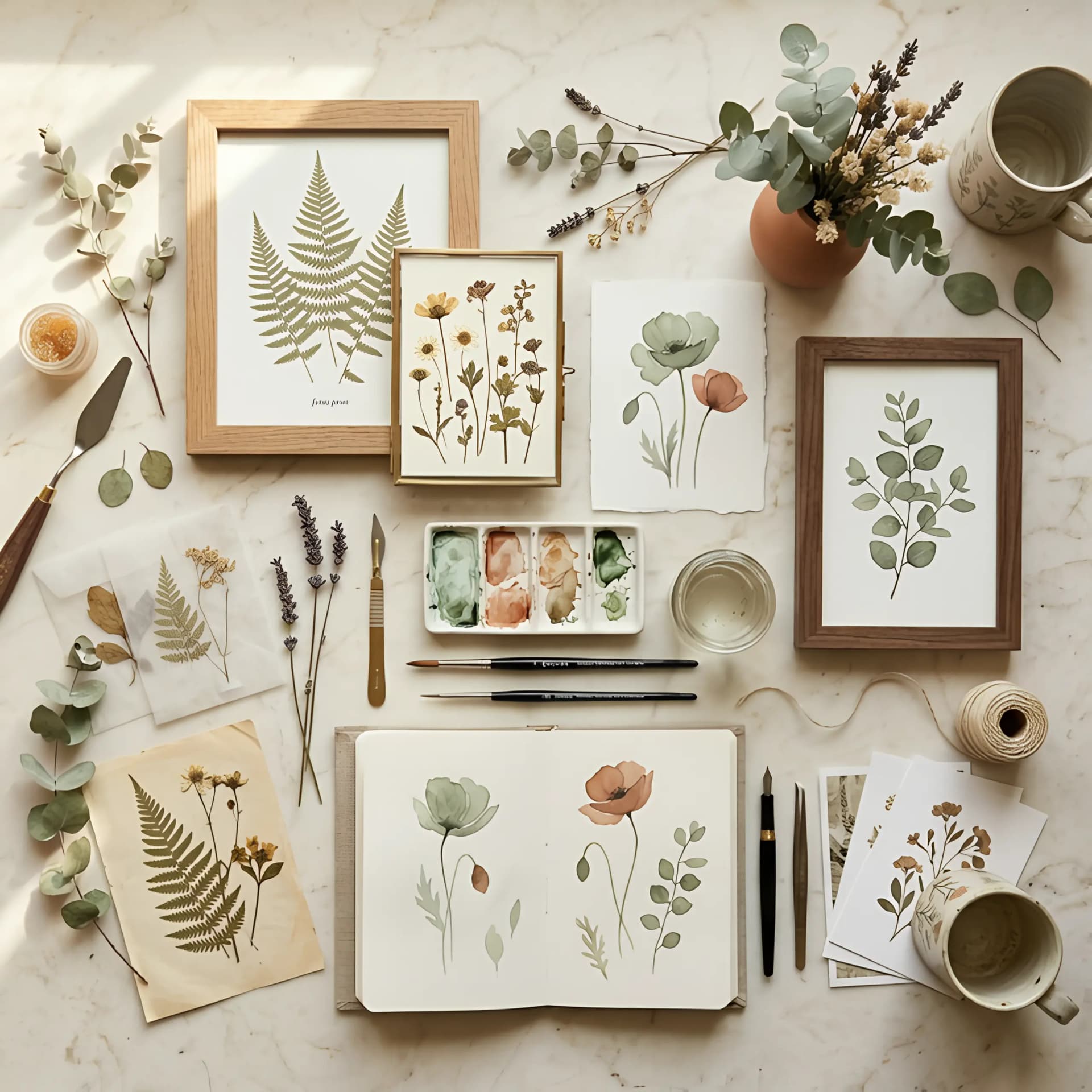 Botanical wall art studio hero space